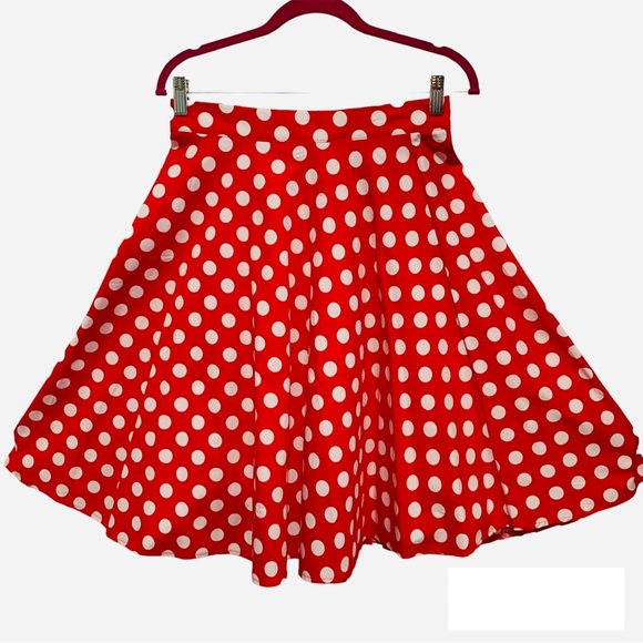 Retro Circle Skirt Red White Polka Dot Disney-Bound Minnie Mouse Med NWOT - Picture 3 of 12
